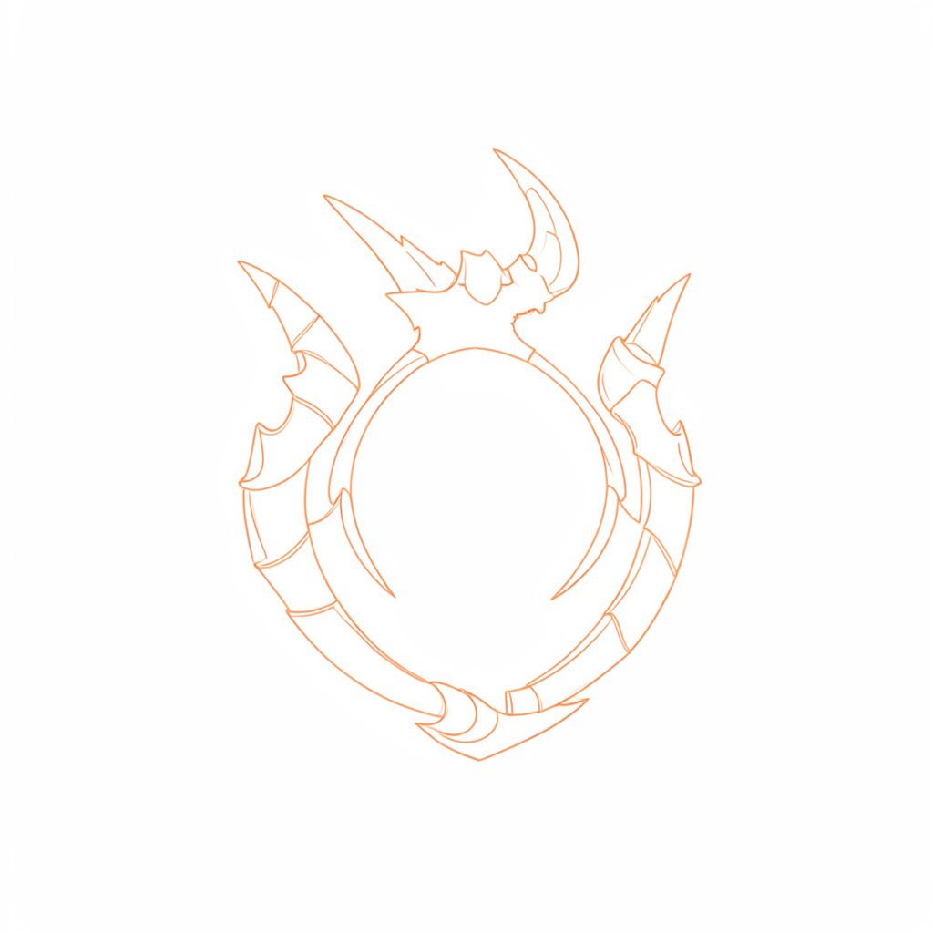 Minimal line illustration of a knight figure holding a shield and sword in deep indigo and gold on warm beige